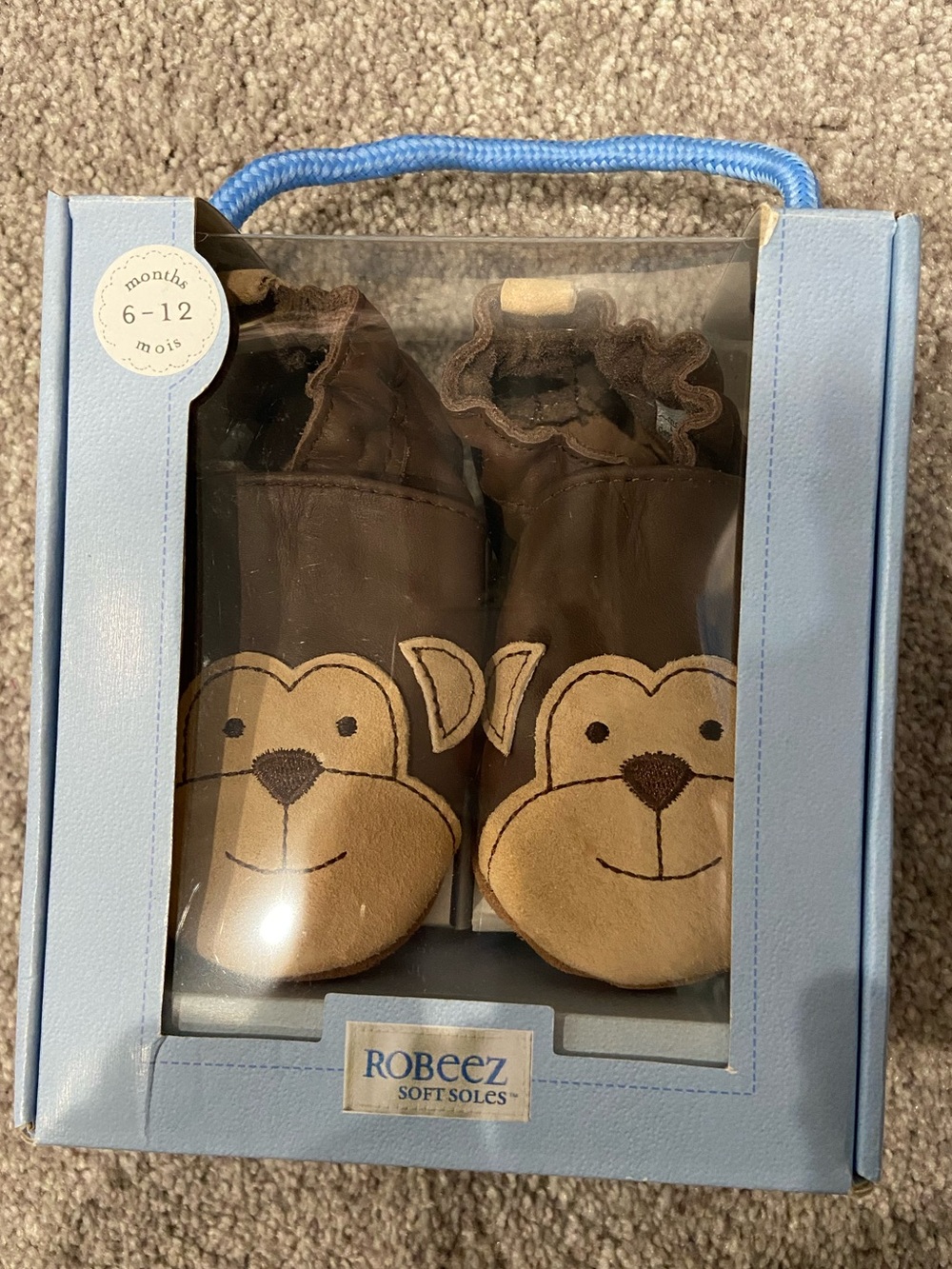Robeez Brown Monkey Soft Soles Baby Shoes - 6-12 Months